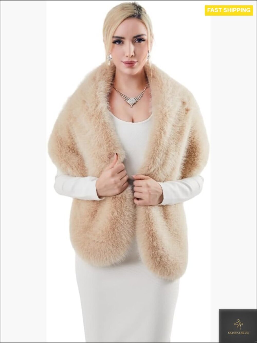 Faux Fur Wrap Shawl Elegant Evening Party Cape Winter Warm Chic